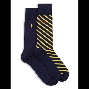 Big & Tall Polo Ralph Lauren 2-pk Dot/Stripe Socks - King Size